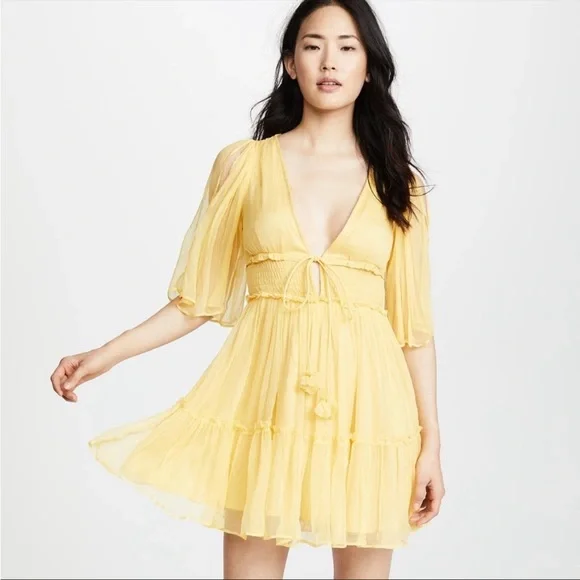 Love Sam | Dresses | Love Sam Sayo Yellow Chiffon Mini Dress Sz L Euc |  Poshmark